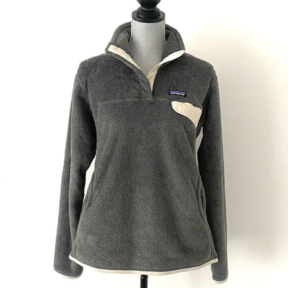 Patagonia Tops - Patagonia Women's Re-Tool Snap-T Pullover Gray Fleece 1/4 Snap Buttons Sz L